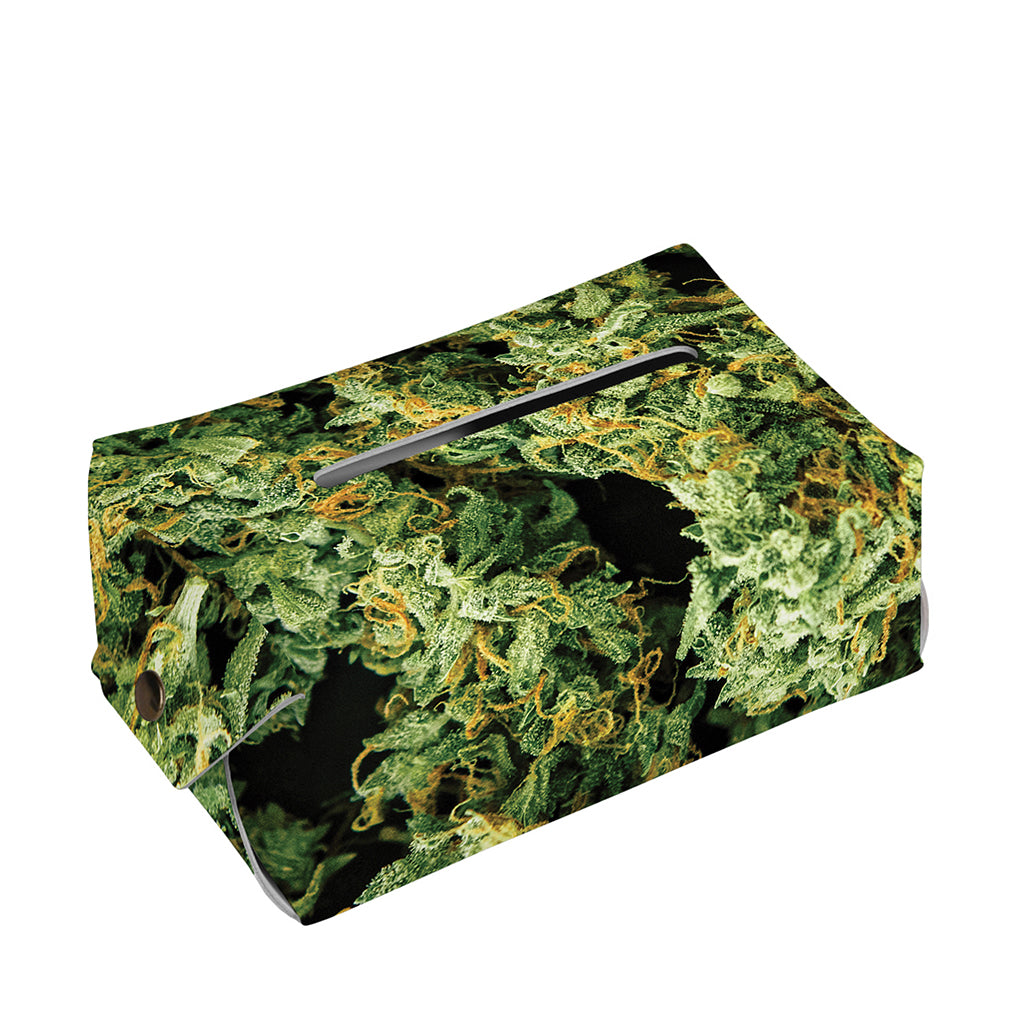 Green Weed Print Rectangle Tissue Box Cover