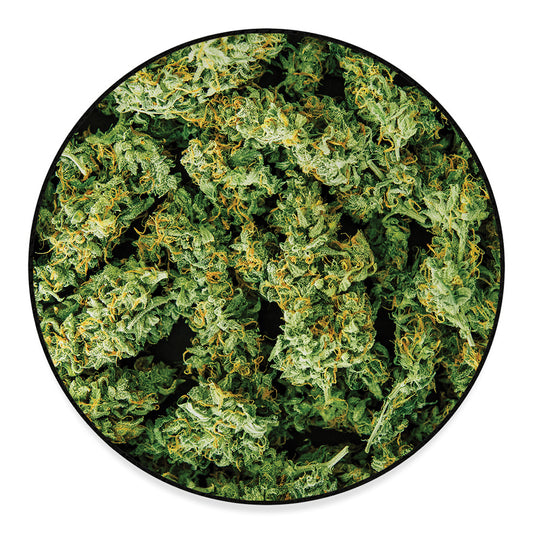 Green Weed Print Round Floor Mat
