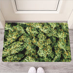 Green Weed Print Rubber Doormat