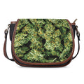 Green Weed Print Saddle Bag