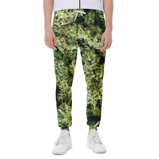 Green Weed Print Scuba Joggers