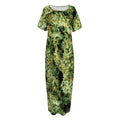 Green Weed Print Short Sleeve Long Nightdress