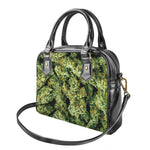 Green Weed Print Shoulder Handbag