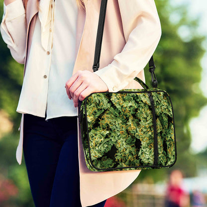 Green Weed Print Shoulder Strap Bible Bag