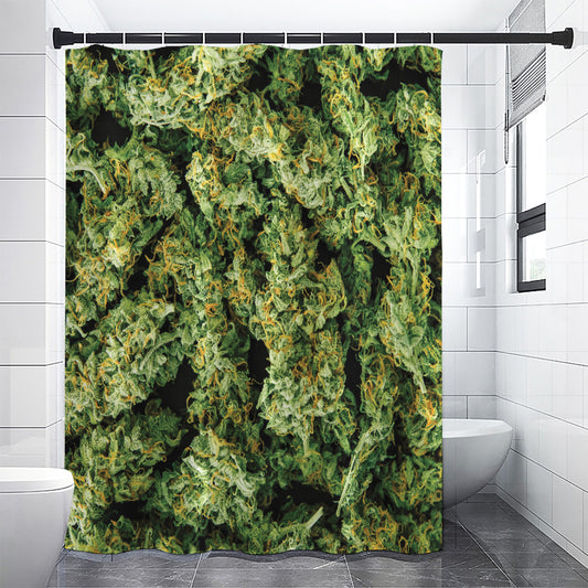 Green Weed Print Shower Curtain