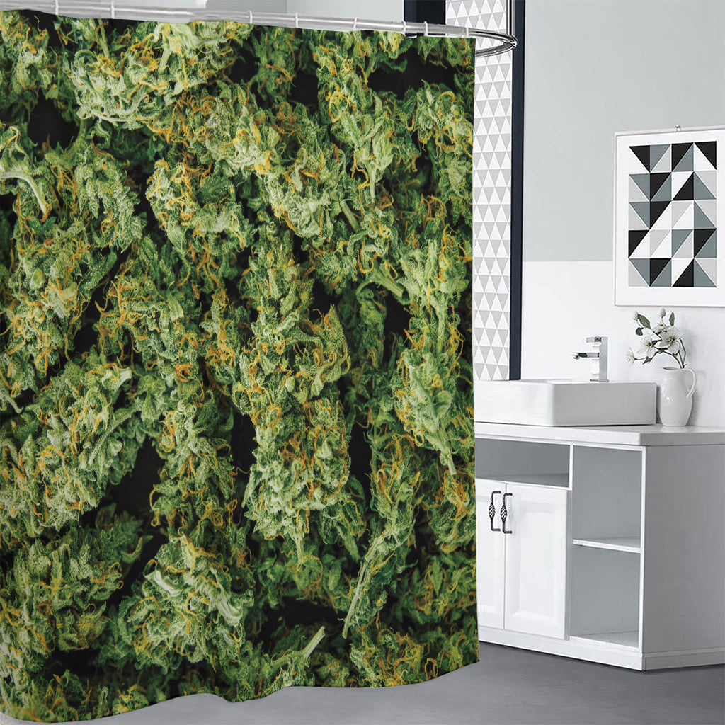 Green Weed Print Shower Curtain