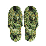 Green Weed Print Slippers