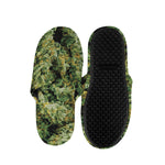Green Weed Print Slippers
