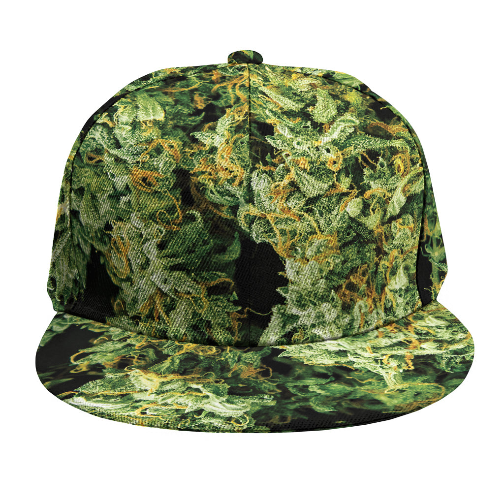 Green Weed Print Snapback Cap