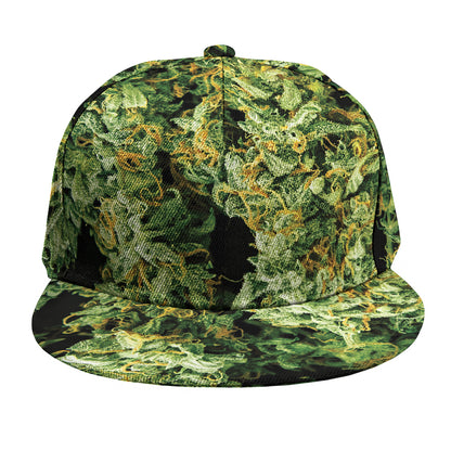 Green Weed Print Snapback Cap