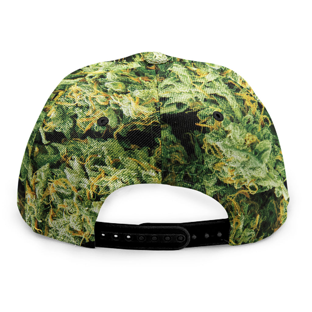 Green Weed Print Snapback Cap