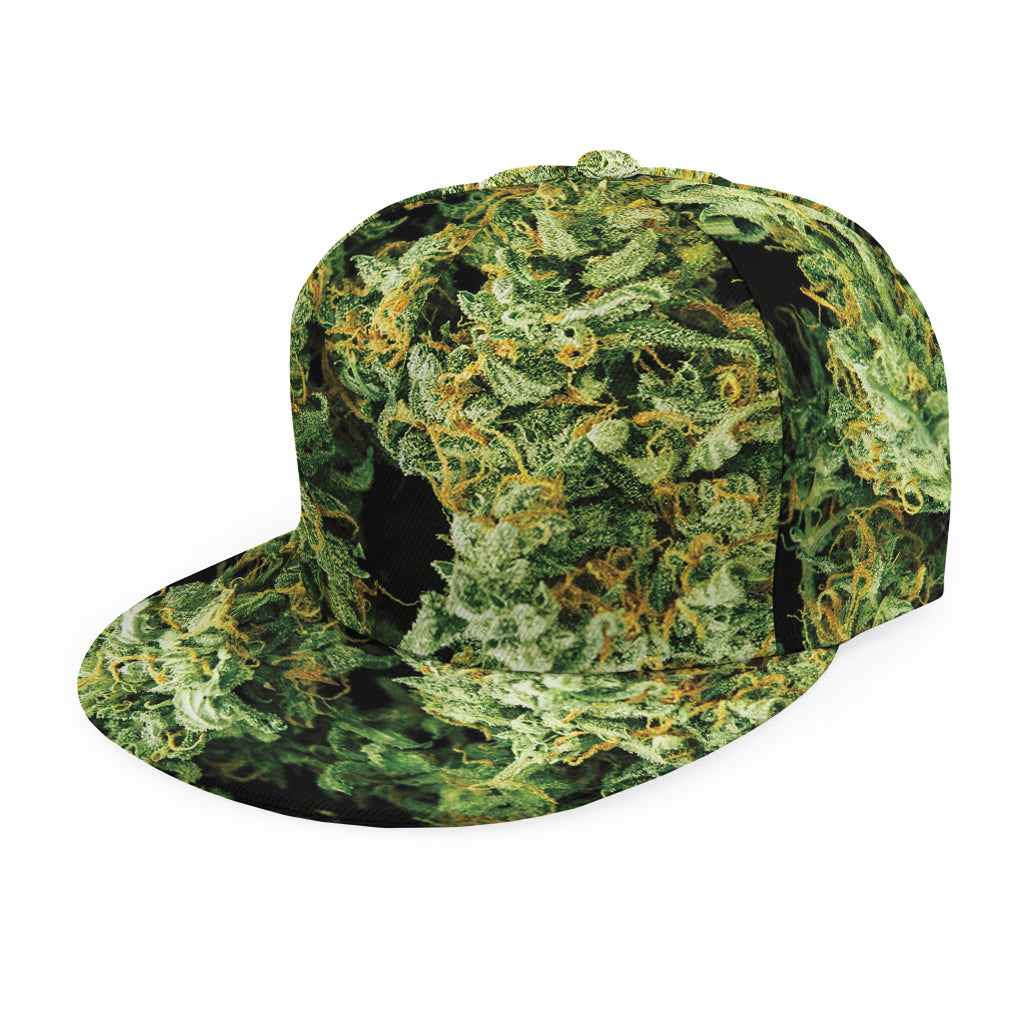 Green Weed Print Snapback Cap