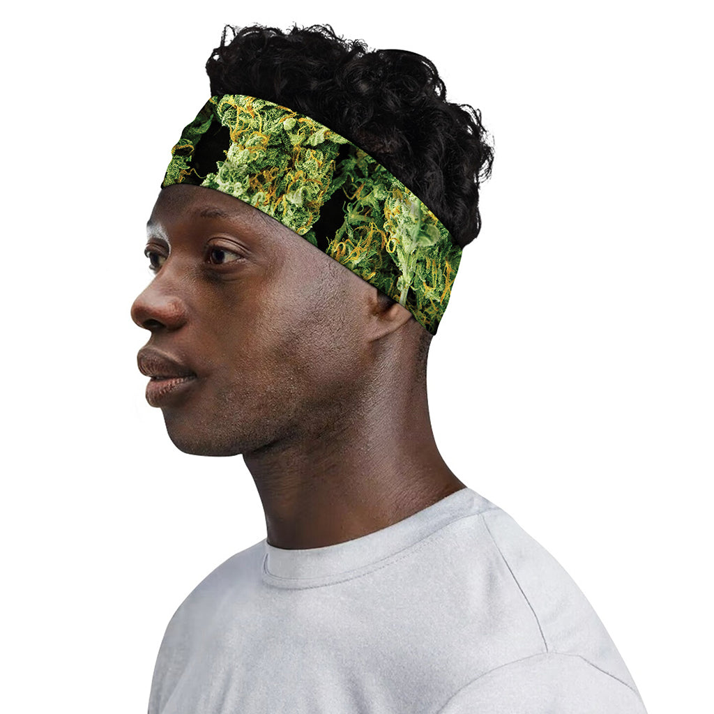 Green Weed Print Sports Headband