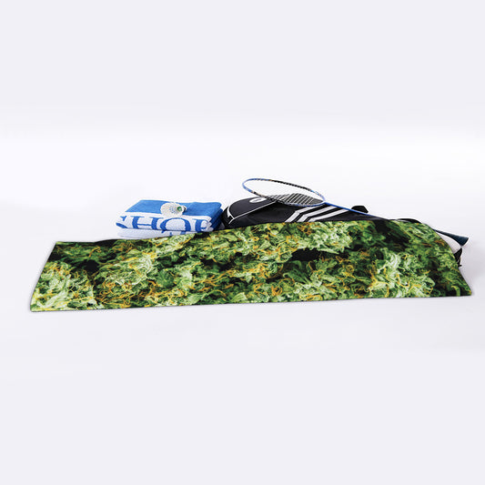 Green Weed Print Sports Towel