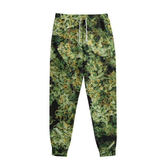 Green Weed Print Sweatpants