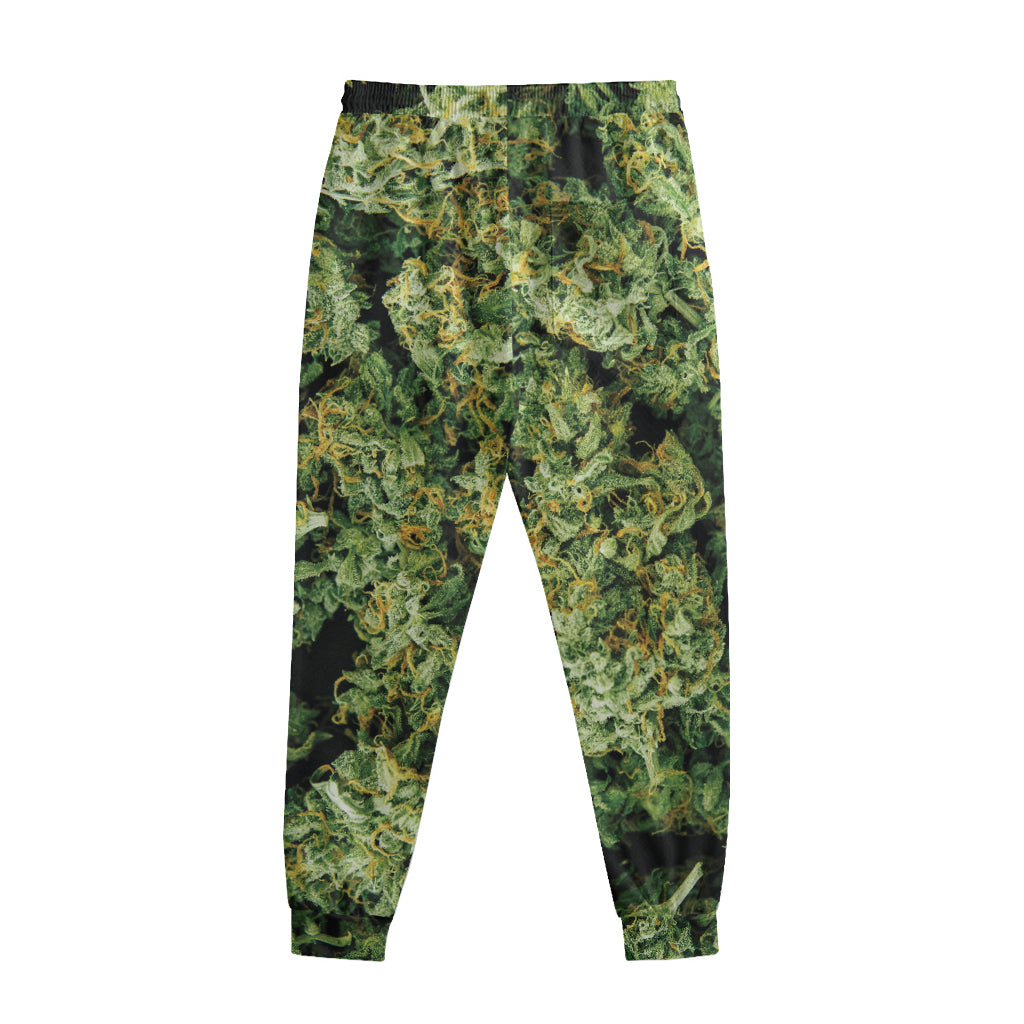 Green Weed Print Sweatpants