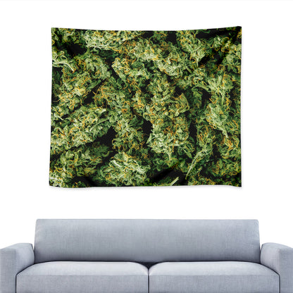 Green Weed Print Tapestry