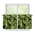 Green Weed Print Tier Curtains