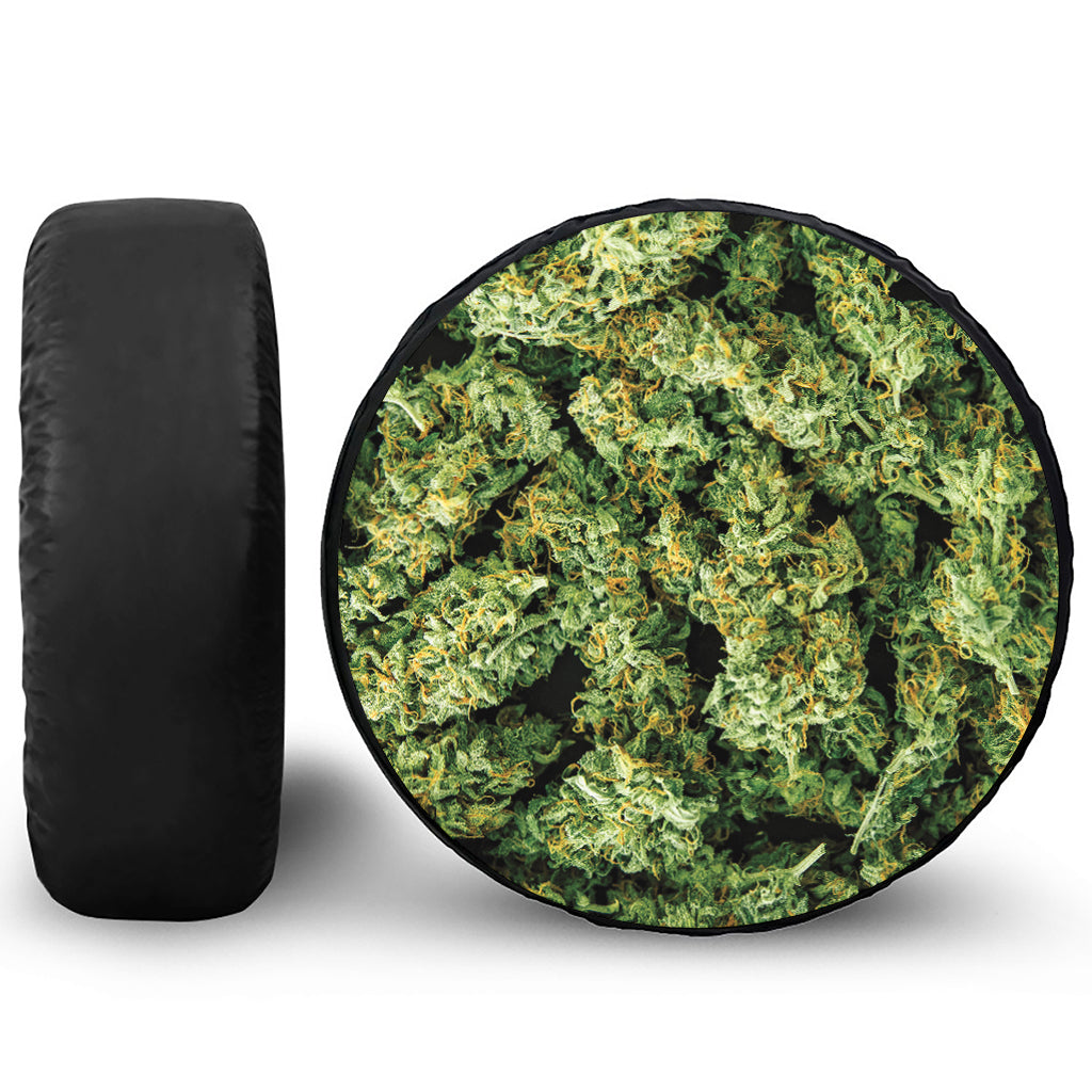 Green Weed Print Tire Cover