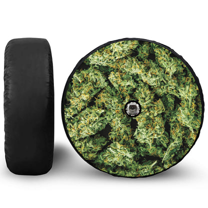 Green Weed Print Tire Cover With Camera Hole