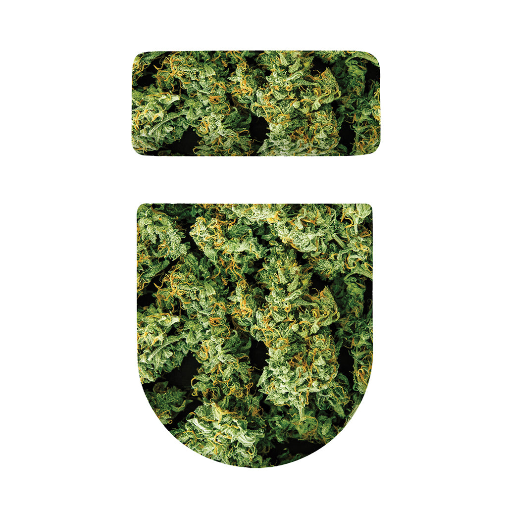 Green Weed Print Toilet Lid And Tank Cover Set