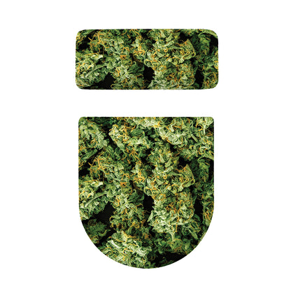 Green Weed Print Toilet Lid And Tank Cover Set