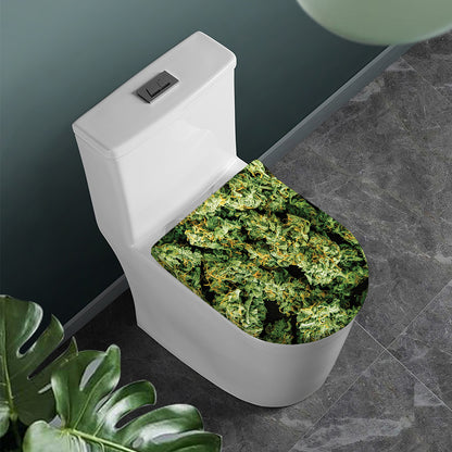 Green Weed Print Toilet Lid Cover