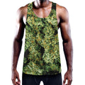 Green Weed Print Men's Workout Tank Top