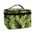 Green Weed Print Travel Makeup Bag
