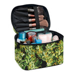 Green Weed Print Travel Makeup Bag