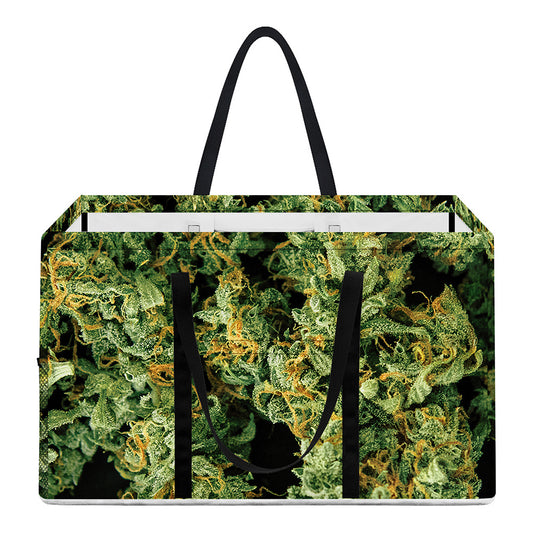 Green Weed Print Utility Tote Bag