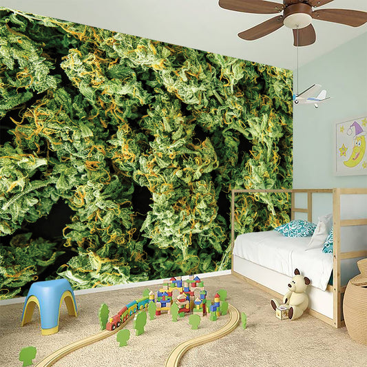 Green Weed Print Wall Sticker