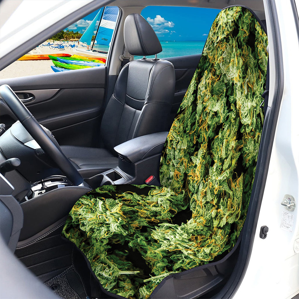 Green Weed Print Waterproof Car Seat Cover