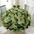 Green Weed Print Waterproof Round Tablecloth