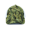 Green Weed Print White Mesh Trucker Hat