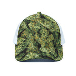 Green Weed Print White Mesh Trucker Cap