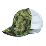Green Weed Print White Mesh Trucker Cap