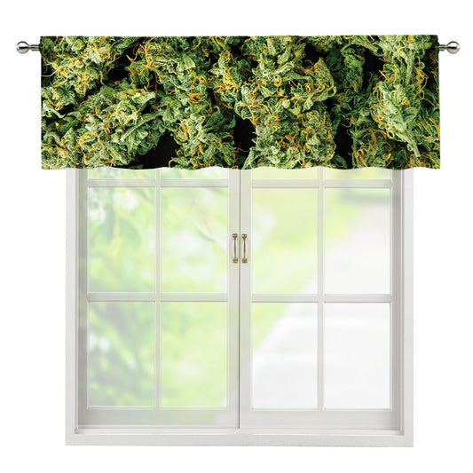 Green Weed Print Window Valance