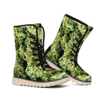 Green Weed Print Winter Boots