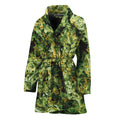 Green Weed Print Women's Bathrobe