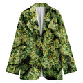 Green Weed Print Women's Blazer