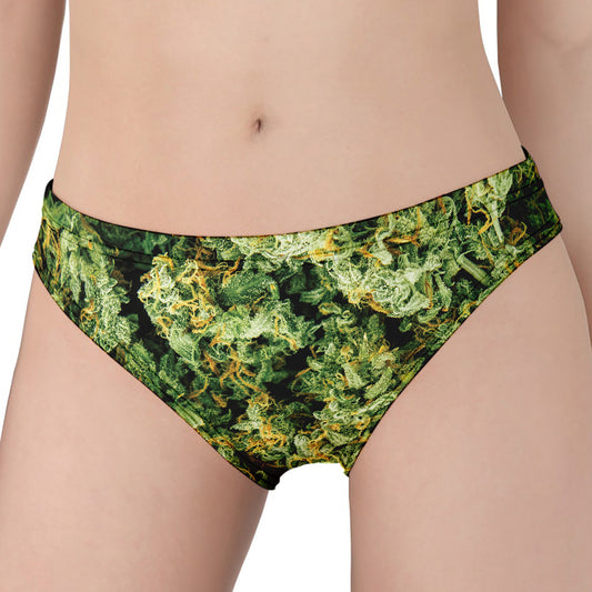 Green Weed Print Women's Panties