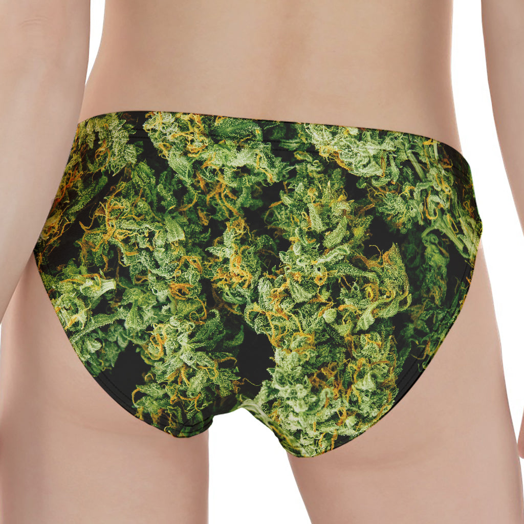 Green Weed Print Women's Panties