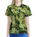 Green Weed Print Women's Polo Shirt