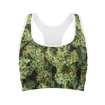 Green Weed Print Women's Sports Bra