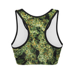 Green Weed Print Women's Sports Bra