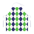 Green White And Navy Argyle Print Adjustable Apron