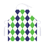 Green White And Navy Argyle Print Adjustable Apron