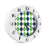 Green White And Navy Argyle Print Alarm Clock