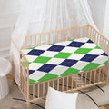 Green White And Navy Argyle Print Baby Crib Sheet